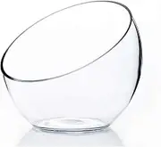 WGV Clear Slant Cut Bowl Glass Vase, Glass Terrarium, Candy Dish, Floral Glassware, Slant Open: 7". Height: 6" x 2.7". Base: 4" (1 Piece)