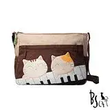 在飛比找遠傳friDay購物優惠-ABS貝斯貓 可愛貓咪拼布 肩背包 斜揹包 (咖) 88-2