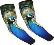[FHEDVBN] Beautiful peacock Arm Sleeves Compression Arm Covers for Men Women Outdoor Sun Sleeves Cooling Sports Sleeve, Black