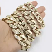 Shiny Reversible Miami Cuban Link Bracelet Semi-Solid 10K Yellow Gold All Sizes