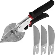 Miter Shears, Aluminum Alloy Multi Angle Trunking Shears, Replaceable blade Miter Shears Handheld, 45°- 135° Miter Shears Cutter Hand Tool with 3 Blade and Safe Lock for Angular Cutting