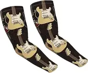 [FHEDVBN] Art Guitar Pattern Arm Sleeves Compression Arm Covers for Men Women Outdoor Sun Sleeves Cooling Sports Sleeve, Black