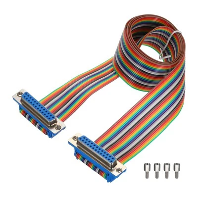 1 Pcs IDC Rainbow Wire DB25 Female to DB25 Female 39.4 Inch Length