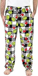[Dr. Seuss] Grinch Pajamas, Fluffy Grinch Pajama Pants for Men & Women, Buffalo Plaid Grinch Fleece Pants for Adults, S-XL