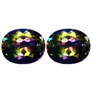 6.95 ct (2pcs) Exquisite MATCHING PAIR Oval (10 x 8 mm) Aurora Borealis Topaz