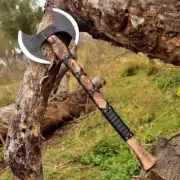 Custom Handforged Carbon Steel Hunting Camping Viking Double Head Axe & Sheath