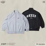 #KEEP LOGO WINDBREAKER 灰銀 黑色 基本款 標語 閃電微笑 立領 落肩 風衣 外套【KS236】