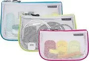 [Travelon] Set of 3 Assorted Piped Pouches, Gray