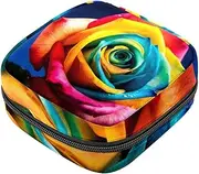 Period Bag,Sanitary Napkin Storage Bag,Flower Rainbow Rose,Tampon Bag for Purse