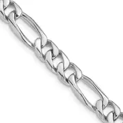 Solid 14K White Gold 22 inch 7mm Hand Polished Figaro Link with Fancy Lobster Clasp Chain Necklace