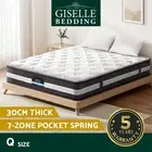 Giselle Bedding 30cm Mattress 7 Zone Pocket Spring Bed Medium Firm Queen