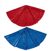 2pcs Round Christmas Tree Skirt Sparkle Sequins Xmas Tree Mats Tree Decorations for Home Decor -Blue and Red