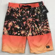 O'Neill Boys Board Shorts 28 (16) Radicool Orange Black Boardies Surf Beach New