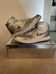 Brand New Nike Air Jordan 1 High G Metallic Silver Golf Shoes Size 12 With Box