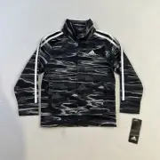 NWT Adidas Track Jacket Three Stripes Boys 4T Marble Comfort Stretch