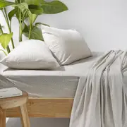 Bambury Spot Flannelette Sheet Set Steel Pebble