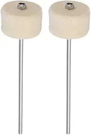 Jiayouy White Felt Bass Drum Beater Kick Drum Foot Pedal Beater Percussion Instrument Accessory Part Stainless Steel Shaft 2Pcs