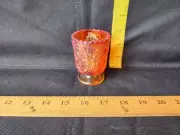 Vintage Fenton Strawberry Amberina Carnival Glass Toothpick Holder OG Label
