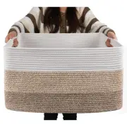 Large Blanket Basket, 22”x17”x12” Rectangle Woven Baskets, Nursery Blanket St...