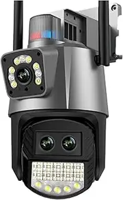 9MP WiFi Camera PTZ 8X Digital Zoom Night Vision Dual Screens Outdoor 6MP Security Protection CCTV Surveillance IP Camera(E/U,9MP NO SD Card)