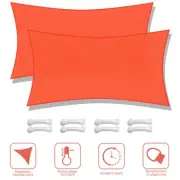 2 Pack 13x7 Ft 97% UV Block Rectangle HDPE Sun Shade Sail Heavy Duty Canopy Park