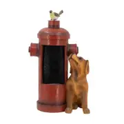 Red Fire Hydrant Fountain: LED, Dog & Bird