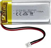 DC 3.7V 750mAh 902040 Rechargeable Lithium Polymer Battery, Suitable for DIY 3.7-5V Electronic Products with Built-in 2-Wire Battery Replacement and LED Lights