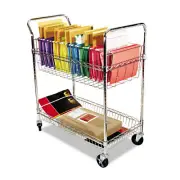 Alera Carry-all Cart/Mail Cart, Two-Shelf, 34-7/8w x 18d x 39-1/2h, Silver