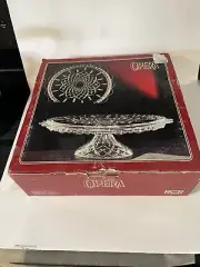 Opera RCR Royal Rock 24% Lead Crystal Cake Stand New In Box Vintage From 1980s