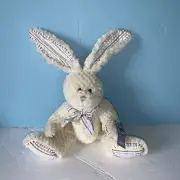 GANZ Plush Rabbit CHECKERS Stuffed EASTER Bunny Searsucker Striped Stitches Ears