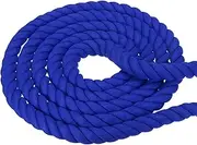 uxcell 1 Inch x 100 Feet Natural Twisted Cotton Rope 3 Strand Strong Thick Cotton Rope Tug of War Rope for Railings Crafts Home Decor, Blue