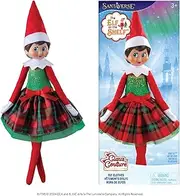 The Elf on the Shelf Claus Couture Gifts and Glamour Party Dress for Your Scout Elf - Includes Timeless Red and Green Plaid Party Dress with Sparkly Green Bodice