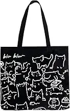 Cat Canvas Tote Bag, Large Cute Tote Bag for Women with Zip, Cotton Reusable Shopping Bag with Pocket, Shopper Bag Cat Lovers Gift