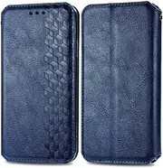 [SYSSRQMS] Leather Case for Motorola Edge 30 Ultra 5G, Fashionable and Thin for Motorola Edge 30 Ultra 5G Wallet Case, Small Cube Pattern Flip Phone Cover for Motorola Edge 30 Ultra 5G Blue