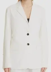 $595 Proenza Schouler White Label Women's White Linen Blazer Coat Jacket Size M