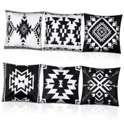 Aztec Boho Throw Pillow Covers Black White 18 x 18 Inches Set of 6