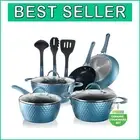 Elegant 11-Piece Non-Stick Ceramic Cookware Set in Royal Blue - Induction Ready