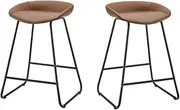 Set of 2 Shangri-La Valencia Faux Leather Counter Stools (Tan/Black)
