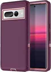 I-HONVA for Google Pixel 7 Pro Case Shockproof Dust/Drop Proof 3-Layer Full Body Protection [Without Screen Protector] Rugged Heavy Duty Cover Case for Google Pixel 7 Pro 6.7 inch,Purple/Pink