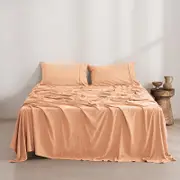 Dreamaker Superfine Washed Microfibre Sheet Set Peach (Single, King Single, Double, Queen, King, Super King)