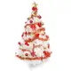 摩達客 10尺(300cm)特級白色松針葉聖誕樹 (紅金色系配件)(不含燈)