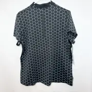 Tail Womens Jacinda Short Sleeve Golf Top XL Quarter Zip Black Honeycomb Print