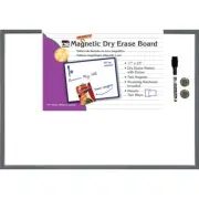 Magnetic Dry Erase Board, 17" x 23", w/Eraser/Marker and 2 Magnets, Gray Frame,