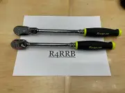 Snap-on Tools NEW 2PC 3/8" Drive HI-VIZ Soft Grip Flex & Fixed Ratchet Lot Set