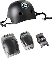 Kryptonics 4-in-1 Pad Set with Helmet, Adult, Black