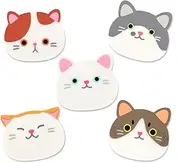 Silicone Coaster Mug Cat Cup mat Cup WAD - Rubber Mat for Wine, Glass, Tea- Best Housewarming Beverage, Drink, Beer- Home House Kitchen Decor - Wedding Registry Gift Idea (White)
