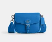 ☂️Coach Amelia☄️SMALL☄️Saddle Bag Silver/Bright Blue CP001 NWT