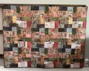 Handmade Pieced and Quilted Patchwork Quilt 56" x 74" Throw Travel Themed