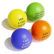 Motivational Stress Balls(4 Pack)for Kids&Adults to Relieve Anxiety&Manage Anger