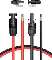 BougeRV 30 Feet 10AWG Solar Extension Cable with MC4 Female and Male Connector Solar Panel Adaptor Kit Tool (30FT Red + 30FT Black)